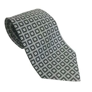 Pierre Cardin Geometric Pattern Silk Tie Black‎ White Men's Formal Accessory